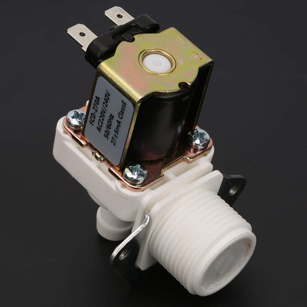 220V AC Normally Closed Plastic Electric Solenoid Valve for Ice Makers - Durable Magnetic Water Control Valve for Refrigerators, Water Dispensers & Home Appliances