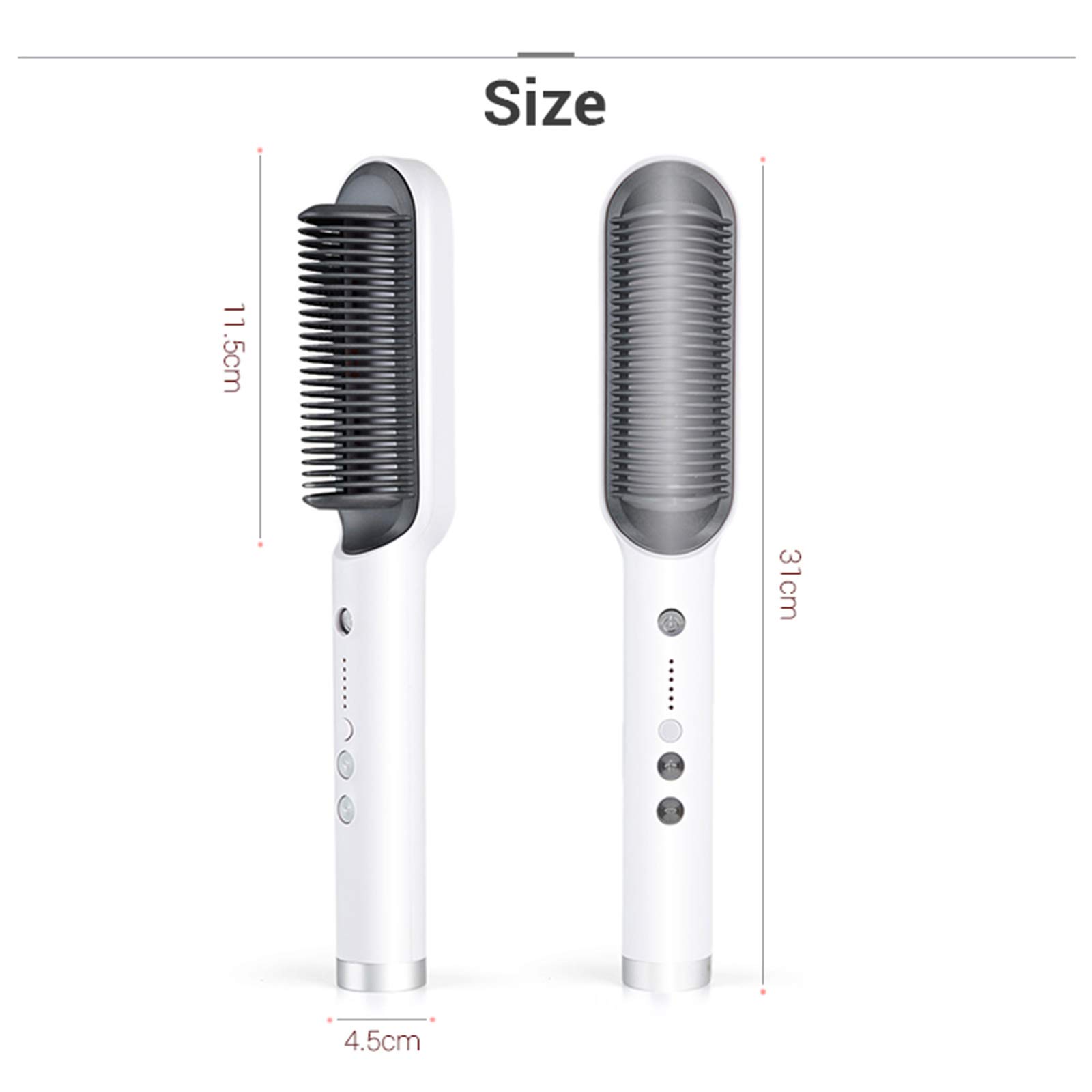 2-in-1 Ionic Hair Straightener Brush & Hot Curler Comb for Women - 5 Adjustable Heat Settings with Anti-Scald Protection (Black/Rosy, EU Plug) | Perfect for Home Use, Travel & Salon-Quality Styling