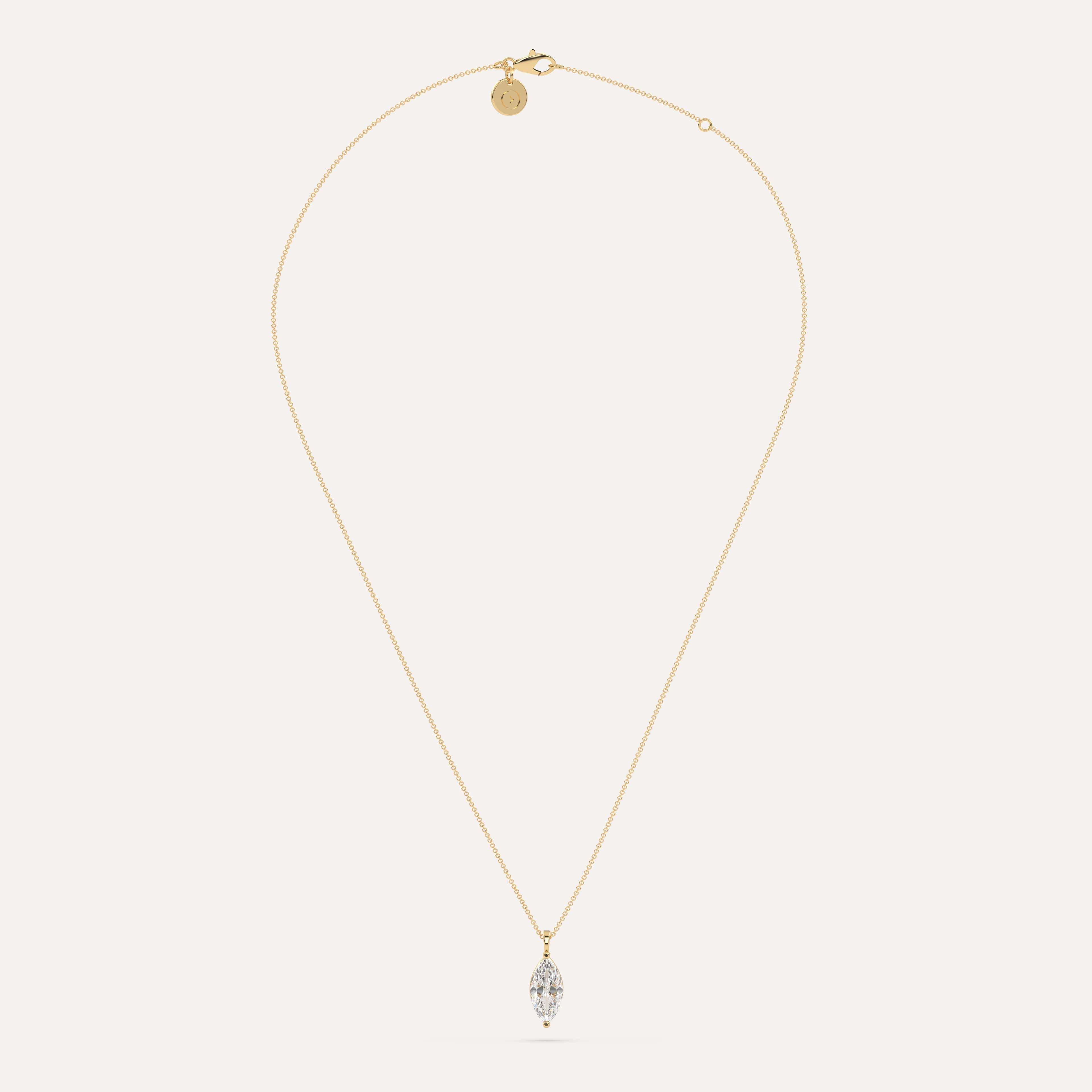 2 Carat Marquise Cut Diamond Pendant Necklace - 14K White Gold Solitaire Jewelry for Women - Perfect for Weddings, Anniversaries & Special Occasions