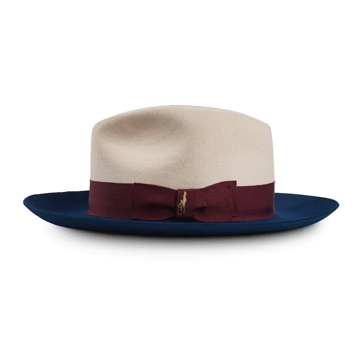 Bellissimo El Capo Two Tone Fedora Hat - Silverbelly & Sapphire - Stylish Men's Fashion Accessory for Casual & Formal Occasions