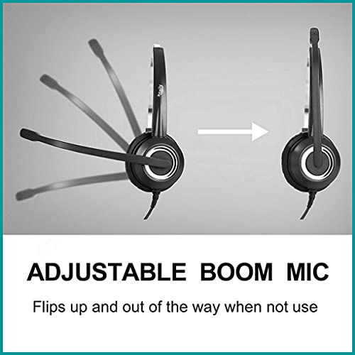 Professional Noise Cancelling Headphones with HD Voice - Compatible with Grandstream, Yealink, Snom Phones - Includes RJ9 & 3.5mm (CTIA) Adapter (Binaural) - Perfect for Call Centers, Office Communications & Remote Work