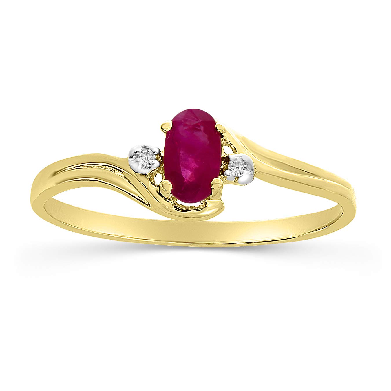 10K Yellow Gold Ruby and Diamond Ring for Women - Elegant Vintage Style Jewelry for Engagement, Anniversary, and Special Occasions