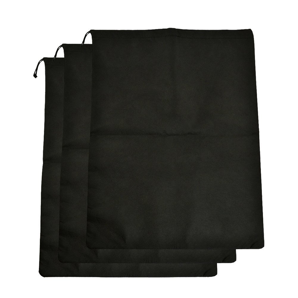 UZZO™ 15-Pack Black Nylon Travel Shoe Bags with Drawstring - 12x15 Inch Shoe Organizer for Suitcase, Gym & Dress Shoes - Includes Free Keyring - Perfect for Travel, Storage & Organization