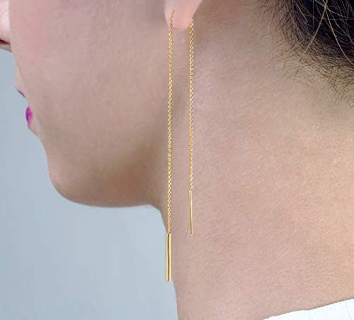 Elegant Jewelry Box - 9K, 14K & 18K Solid Gold Women's Threader Chain Earrings | Dangle Drop Earrings for Women | Unique Birthday Gift for Her | Perfect for Parties, Weddings & Special Occasions