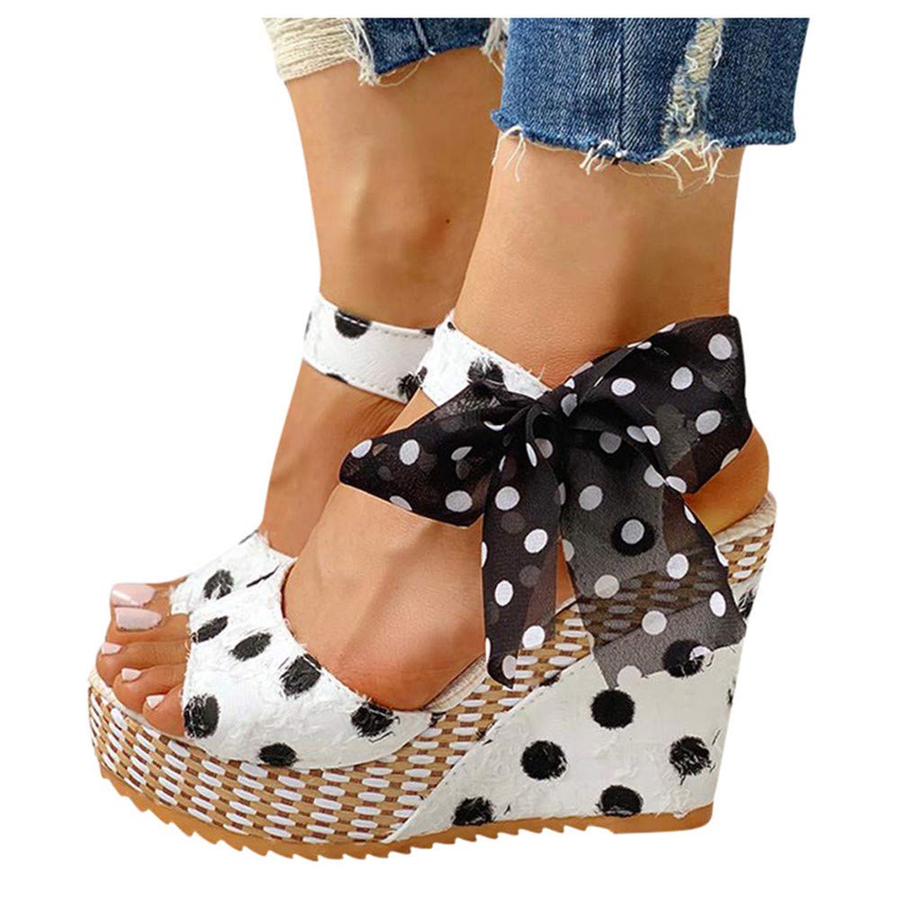 Women's Wide Width Wedge Sandals with Ankle Buckle - 2020 Fashion Summer Beach Sandals, Open Toe Espadrille Platform Shoes for Walking, Vacation & Outdoor Activities