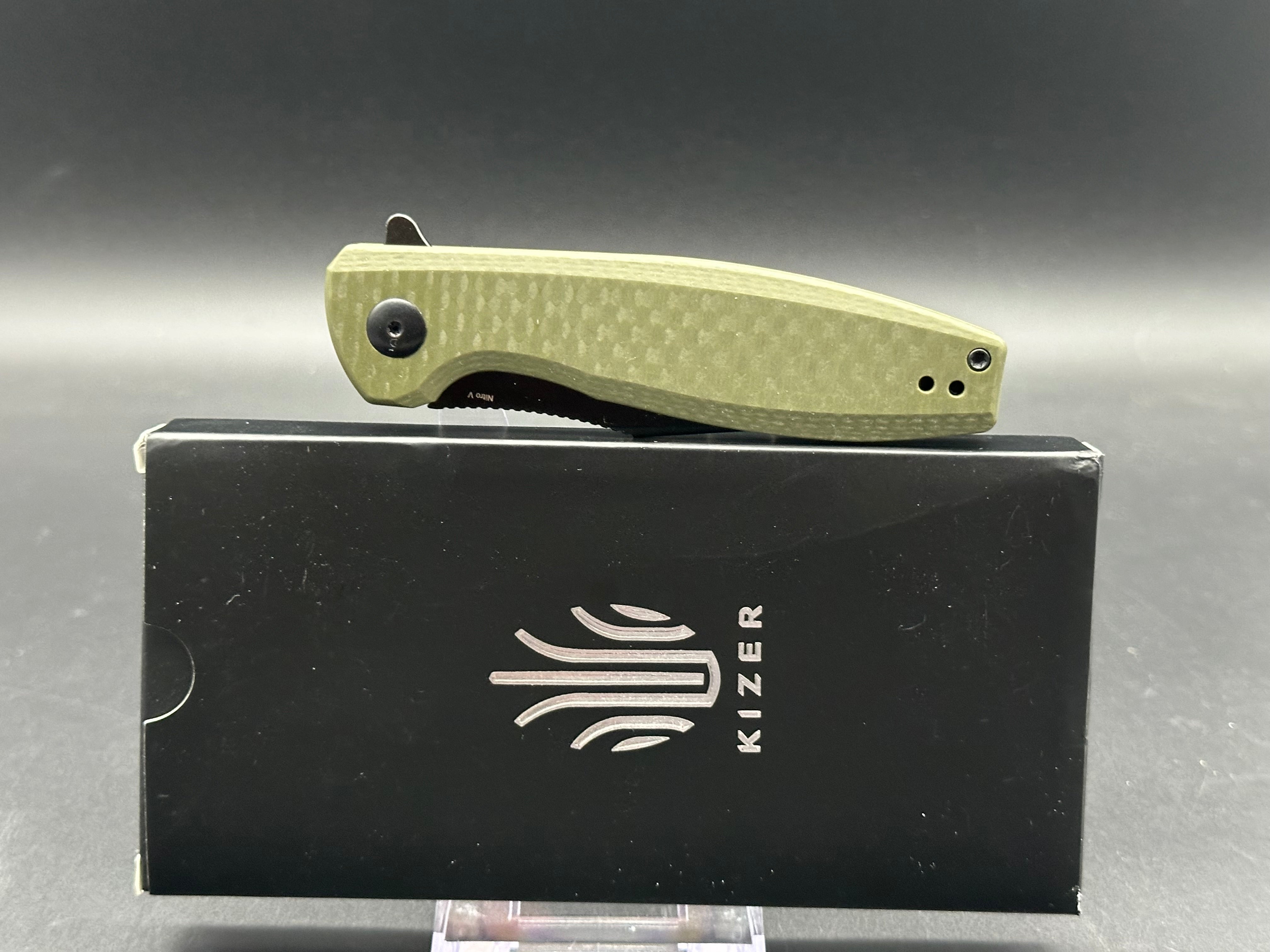 Kizer Crocodile NitroV Blade Folding Pocket Knife with Liner Lock & G10 Handle - V4716M1 (3.45