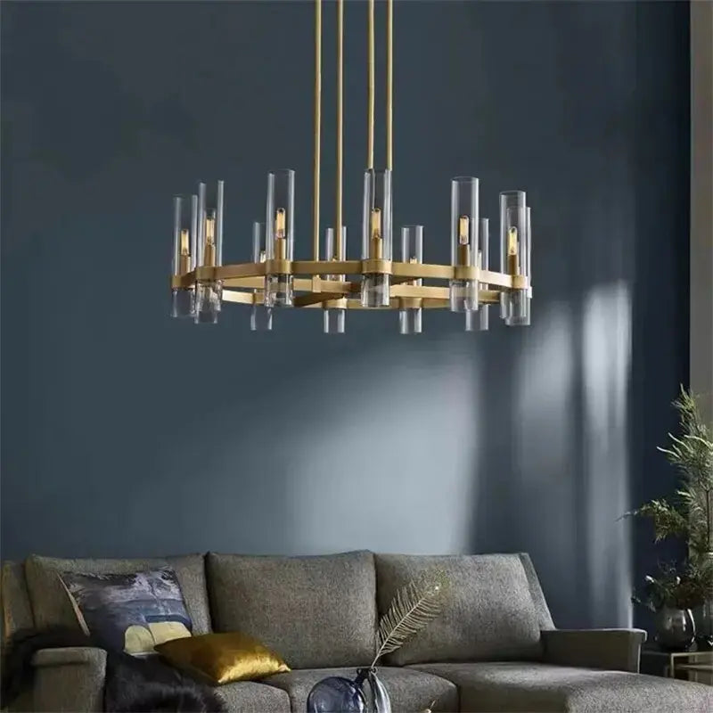Modern Metal Chandelier in Gold, Black & Chrome - Elegant Ceiling Light Fixture for Dining Room, Living Room & Bedroom Decor