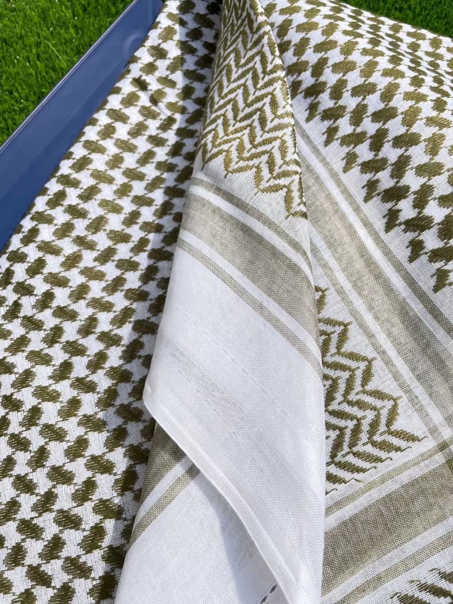 Premium Unisex Olive Green Shemagh Keffiyeh Scarf - Soft Cotton Middle Eastern Head Wrap for Outdoor, Travel & Fashion Accessories