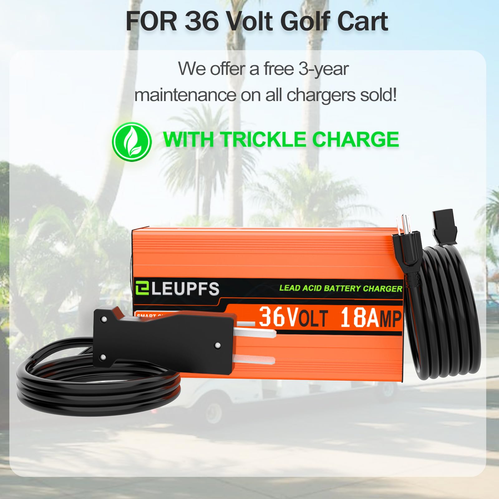 **36V Golf Cart Battery Charger 18 Amp for Club Car & Yamaha Crowfoot - Fast 4-6H Full Charge with Trickle Mode - Compatible with Lead Acid, AGM, Gel Batteries - Replacement for Club Car 36V Charger - Perfect for Golf Carts, Electric Vehicles & Off-Grid Power**