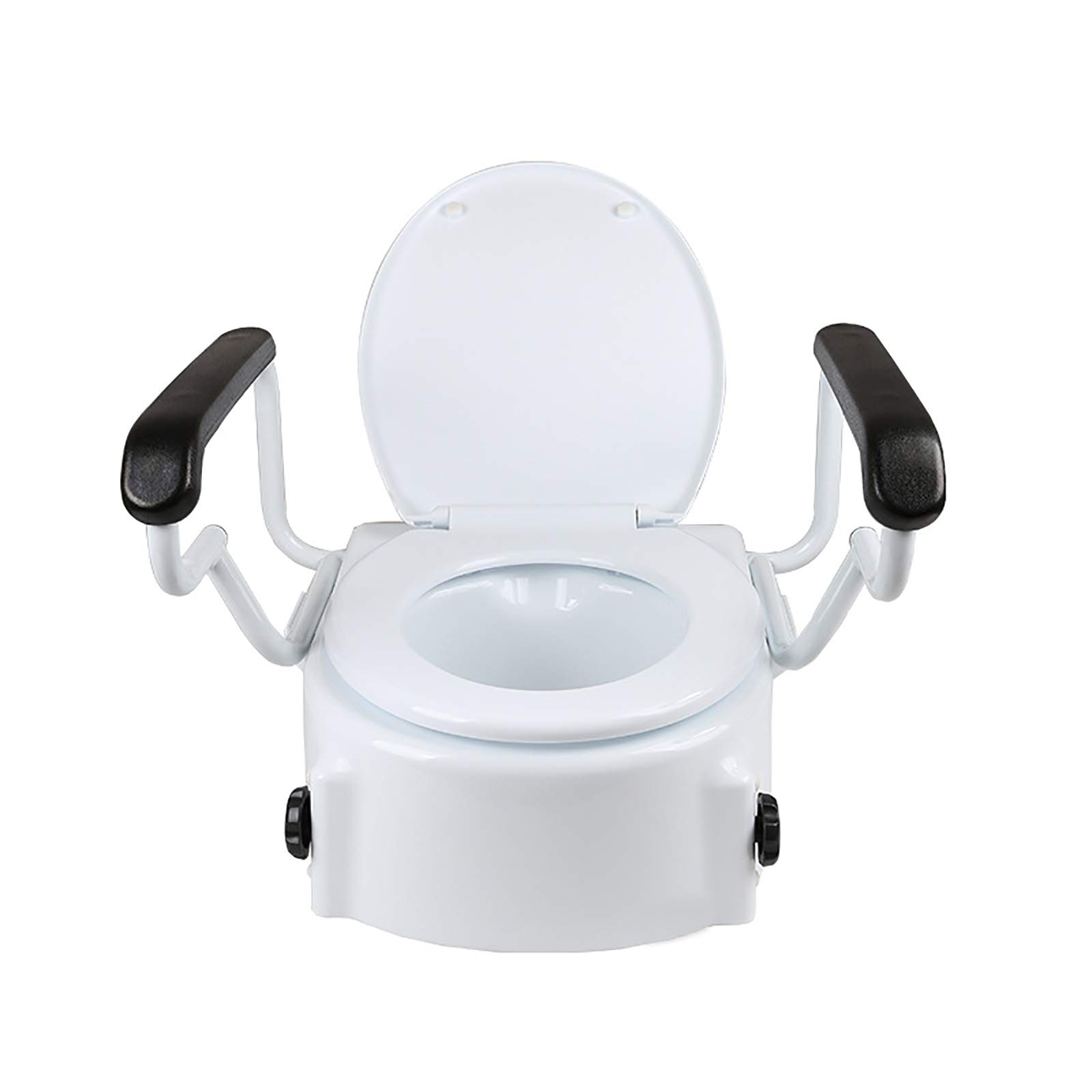 HDGRNCC Adjustable Raised Toilet Seat with Lid - 3 Height Settings (6, 10, 14cm) - Elderly & Disability Bathroom Safety Aid - Ideal for Seniors, Post-Surgery Recovery & Accessible Home Care