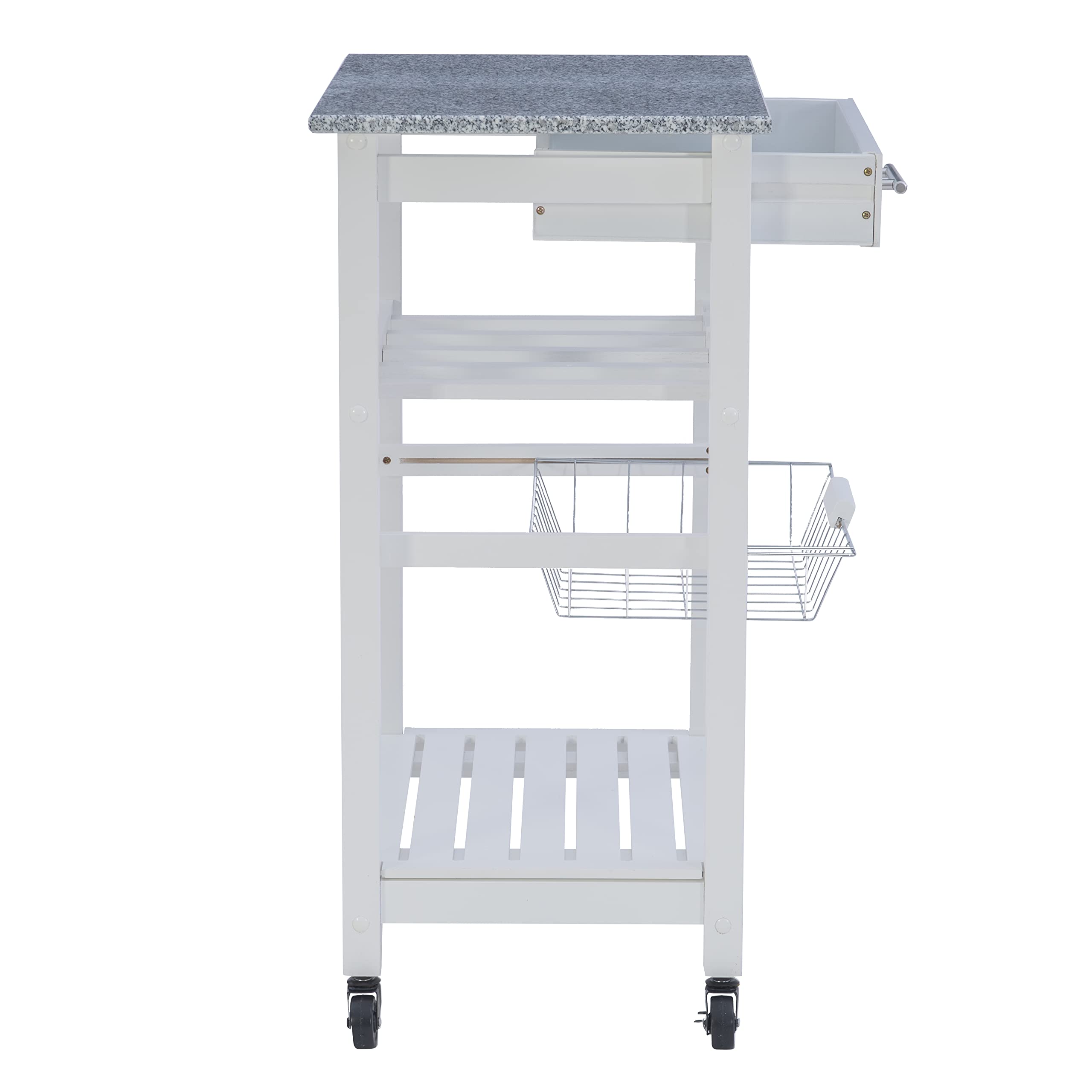 Linon White Kitchen Island Cart with Storage Shelf - 22.88 x 15.75 x 33.88 Inches - Mobile Workstation for Small Kitchens, Breakfast Bars & Food Prep Areas
