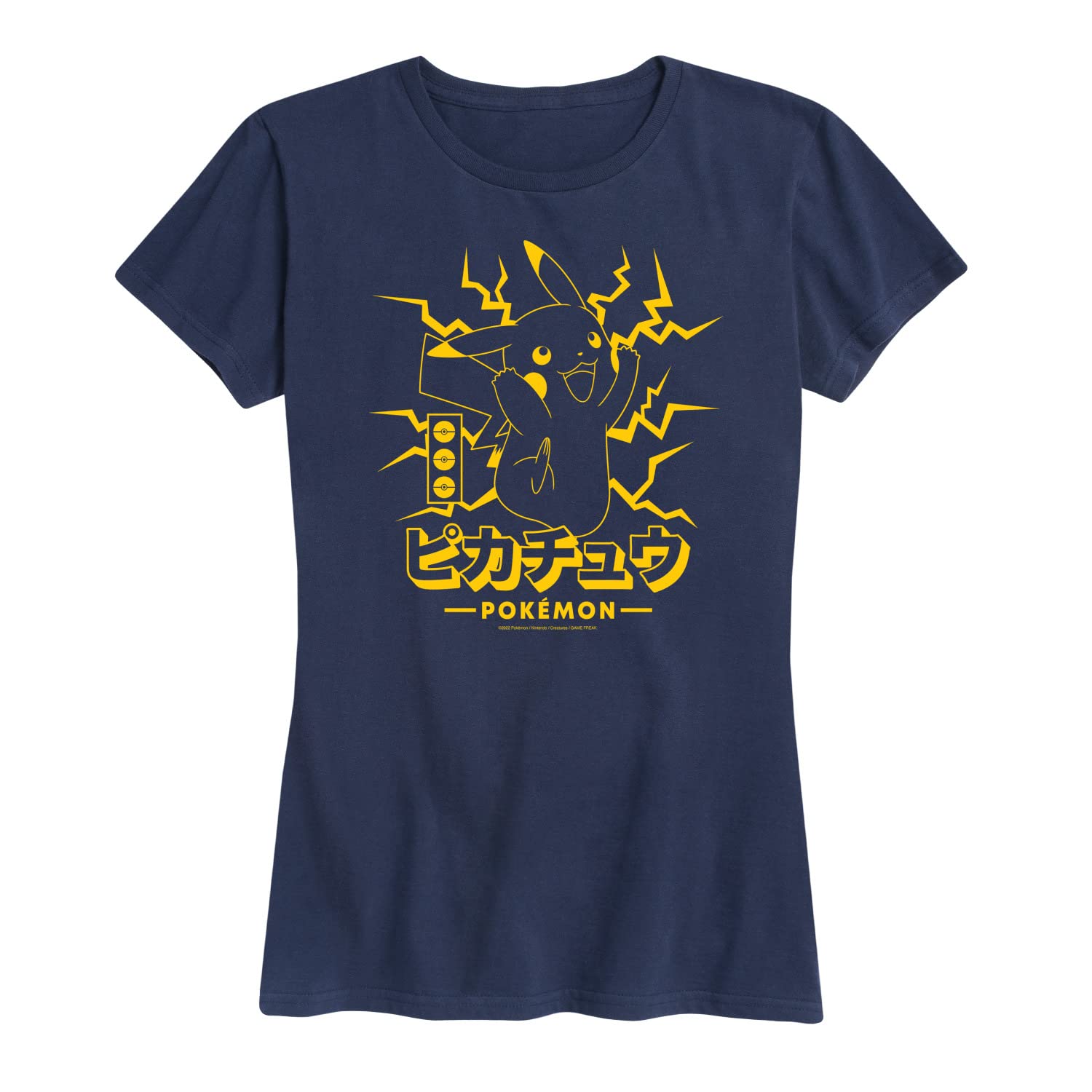 HYBRID APPAREL Women's Pikachu Lightning Graphic T-Shirt - Pokémon Anime Short Sleeve Tee for Casual Wear, Cosplay & Gifts