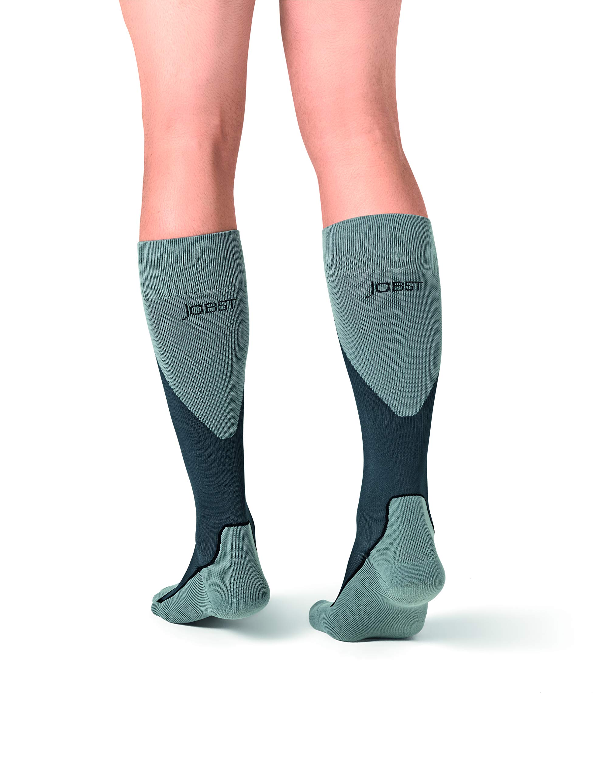 JOBST Sport Compression Socks 20-30 mmHg Knee High X-Large Black Grey - Athletic Support for Running, Travel & Recovery