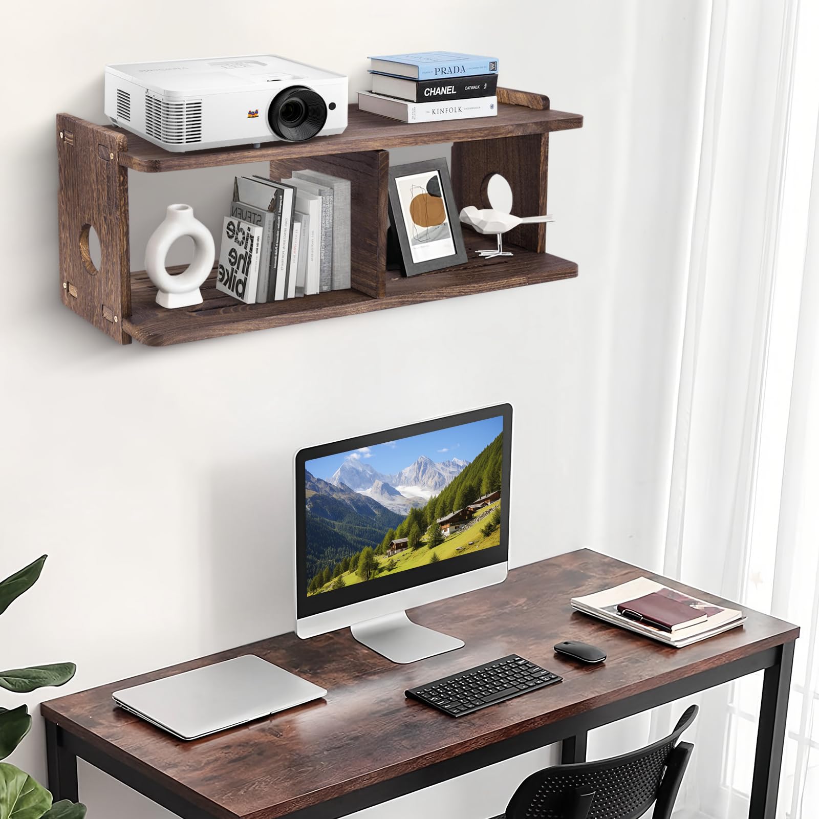 Floating Shelves Wall Mount - Universal Projector Shelf, TV Stand, WiFi Router Storage, Cable Box Cover for PlayStation, Xbox, DVD Players & Game Consoles | Perfect for Living Room, Bedroom & Home Theater Organization