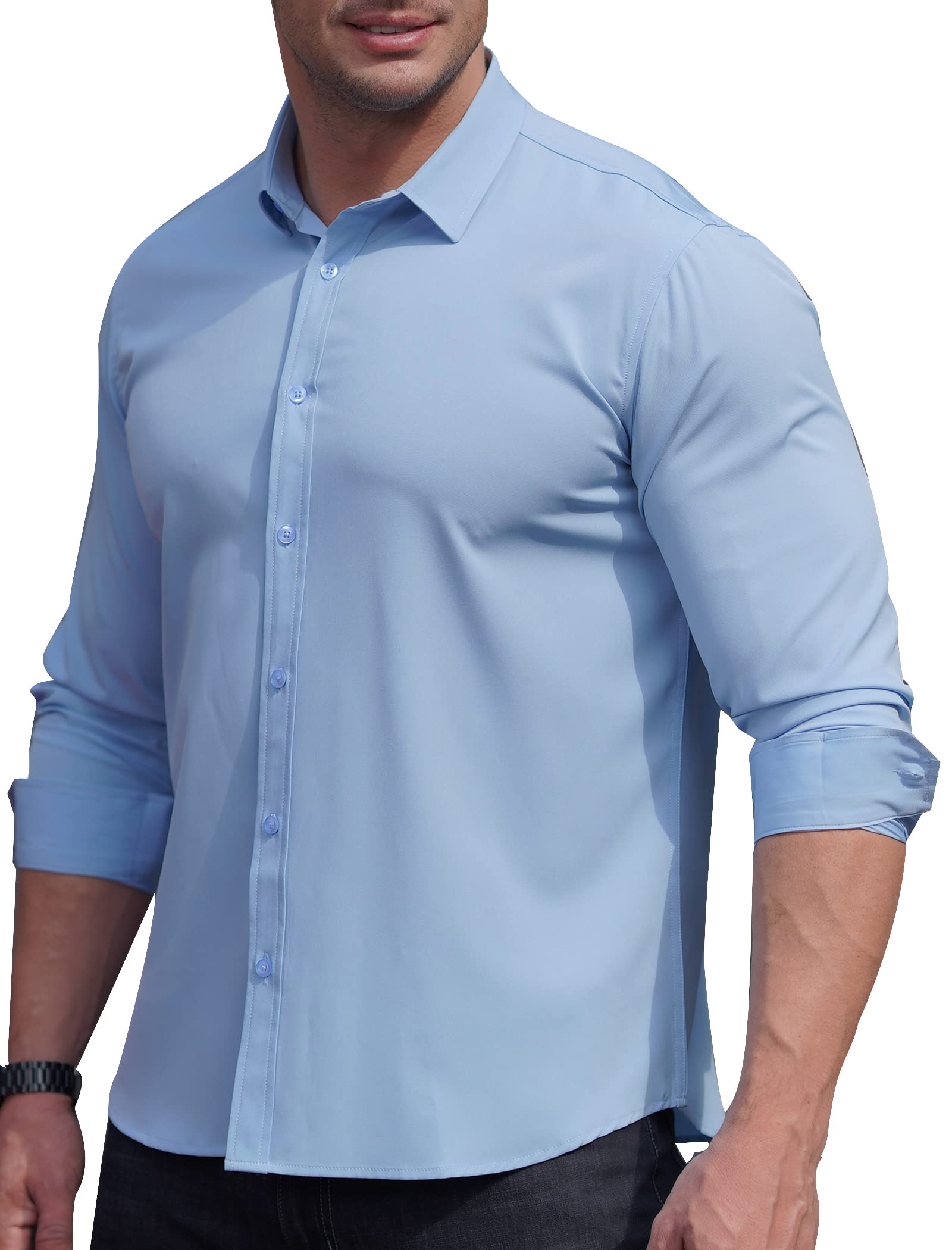 JAOTREL Men's Non-Iron Button Down Dress Shirt - Long Sleeve Business Casual Shirt for Big & Tall - Perfect for Office, Meetings & Formal Events
