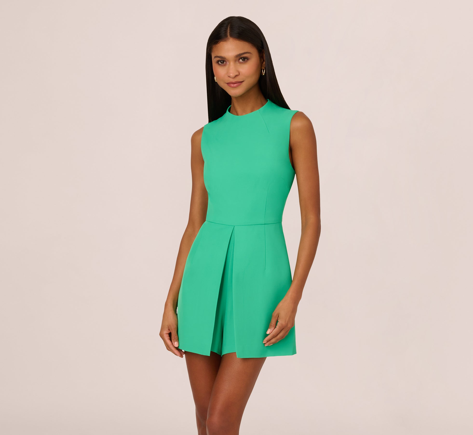 Floral Green Sleeveless Romper with Peplum Hem - Women's Summer Casual Outfit for Beach, Vacation & Outdoor Activities
