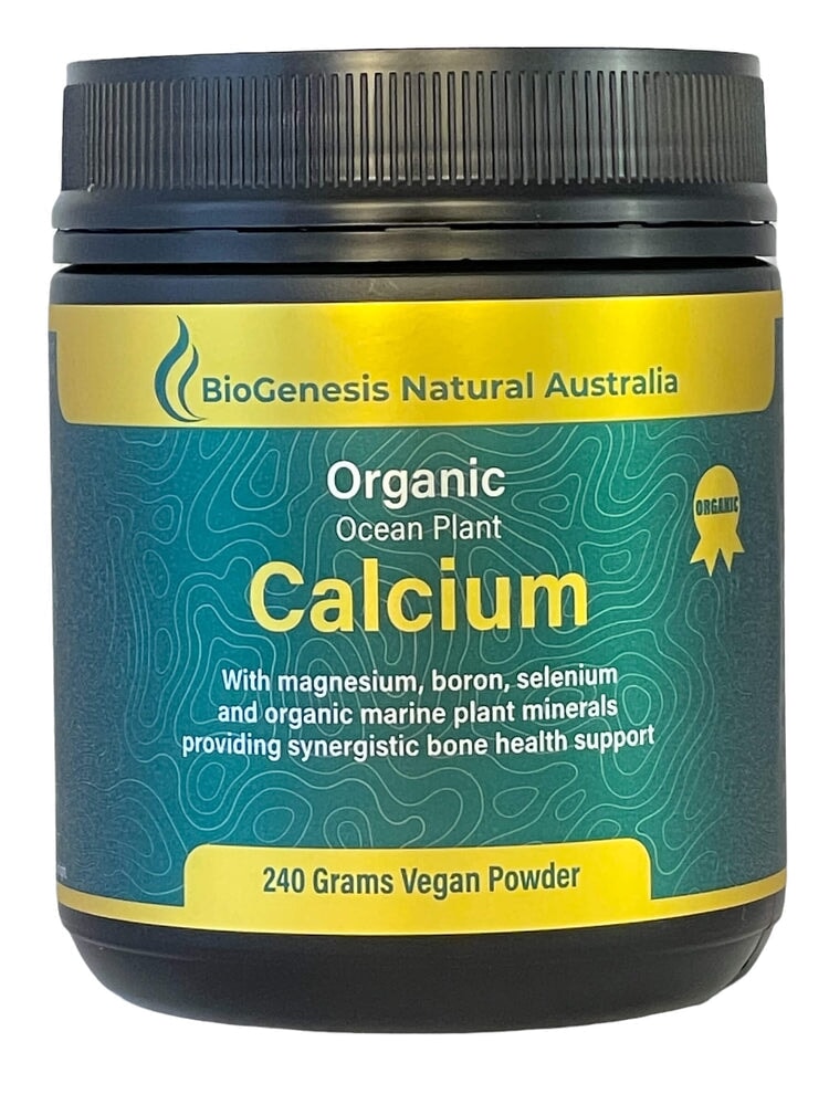 Biogenesis Organic Ocean Plant Calcium Powder 240g - Supports Bone Health & Joint Strength, Vegan & Non-GMO Supplement for Daily Wellness