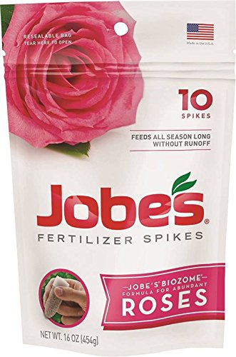 Jobe's 04102 Rose Fertilizer Spikes - 10 Spikes per Pack (5 Pack) - Slow Release Plant Food for Healthy Roses - Perfect for Garden Beds, Potted Roses & Flowering Shrubs