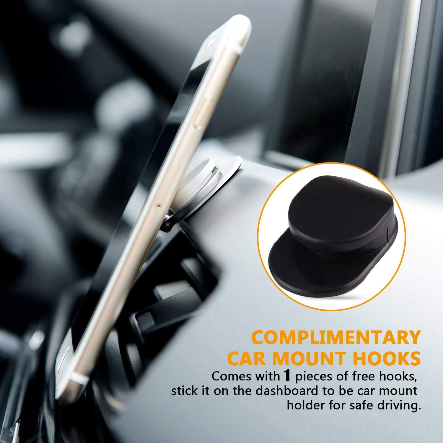360° Finger Stand Phone Ring Holder - Purple Lotus for Home & Car Use