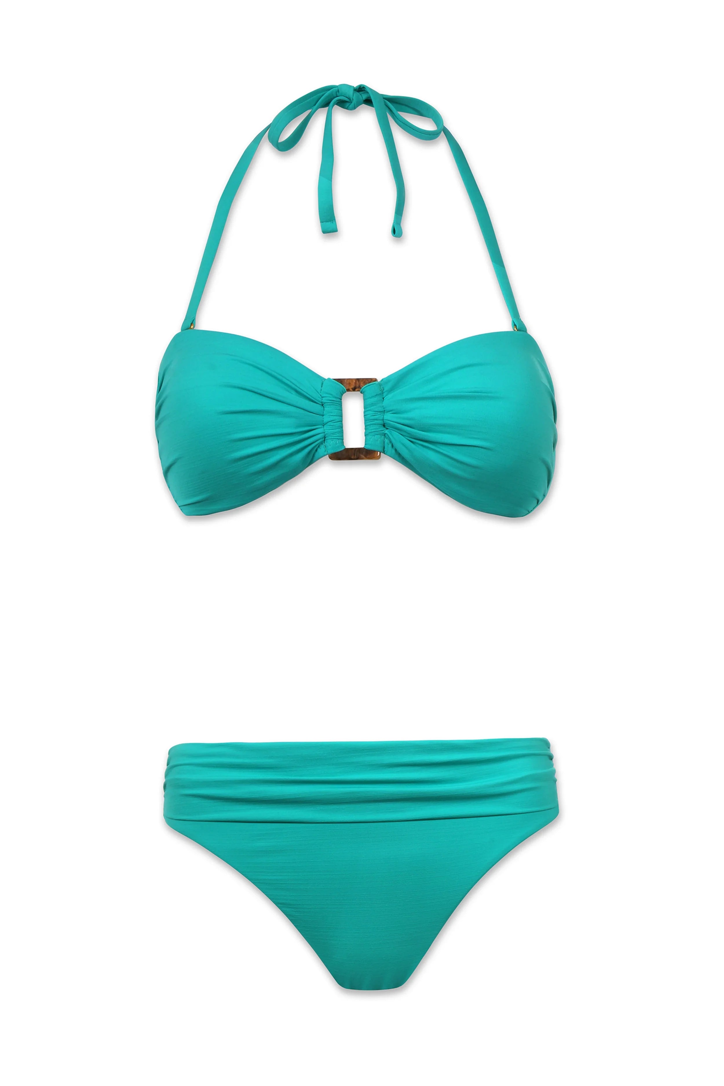 Hook Back Tortoise Bandeau Bra - Textured Seafoam Aqua Bikini Top for Women | Perfect for Beach, Pool & Summer Vacations