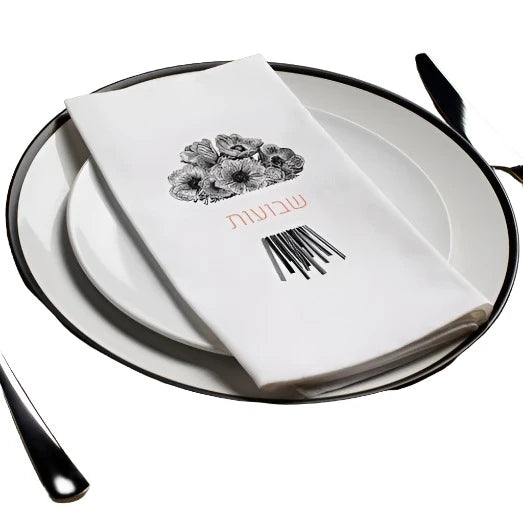 Elegant Black Shavuot Bouquet Napkins - Premium Quality for Jewish Holiday Table Decorations - Perfect for Festive Dining, Parties, and Special Occasions