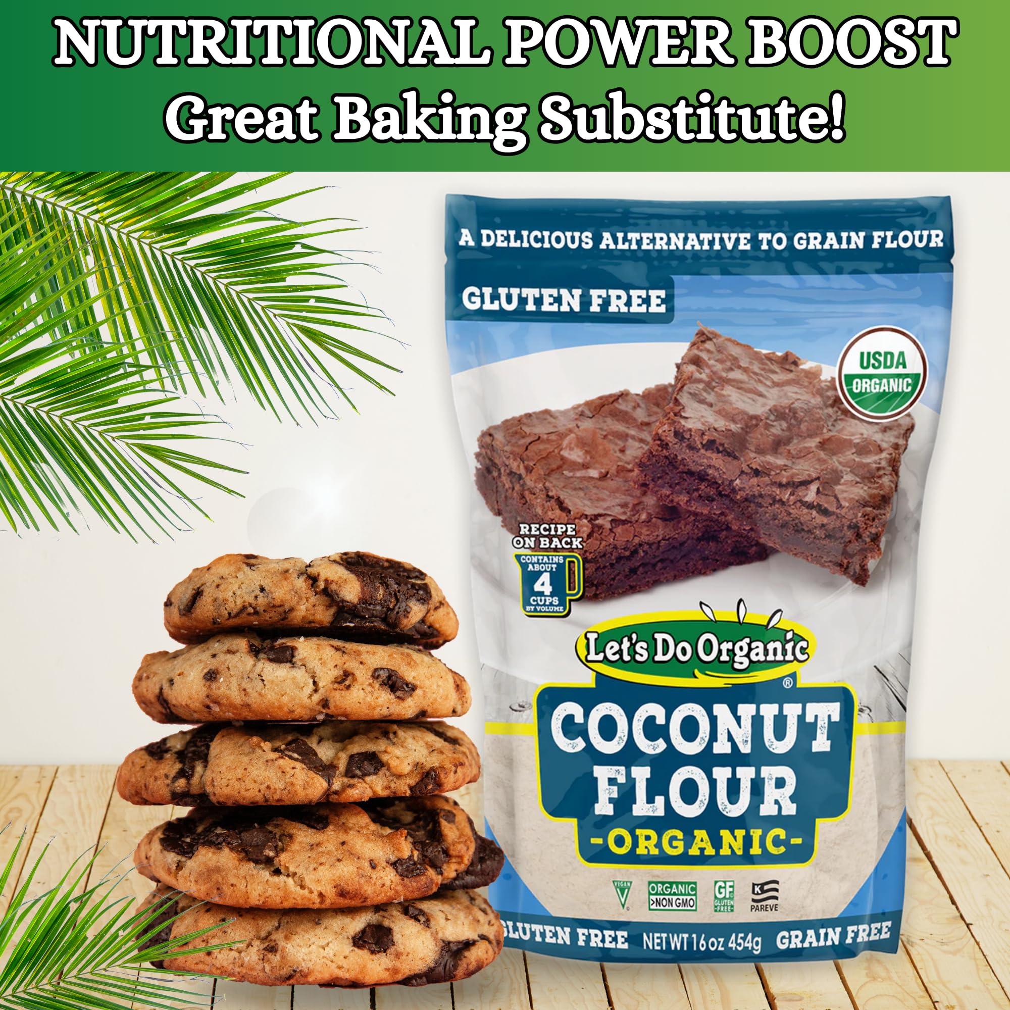 Organic Coconut Flour for Baking - Gluten Free, Non-GMO, USDA Certified - High Fiber & Protein Wheat Flour Alternative - 16oz (Pack of 6) - Perfect for Keto, Paleo & Vegan Recipes, Pancakes & Bread Baking