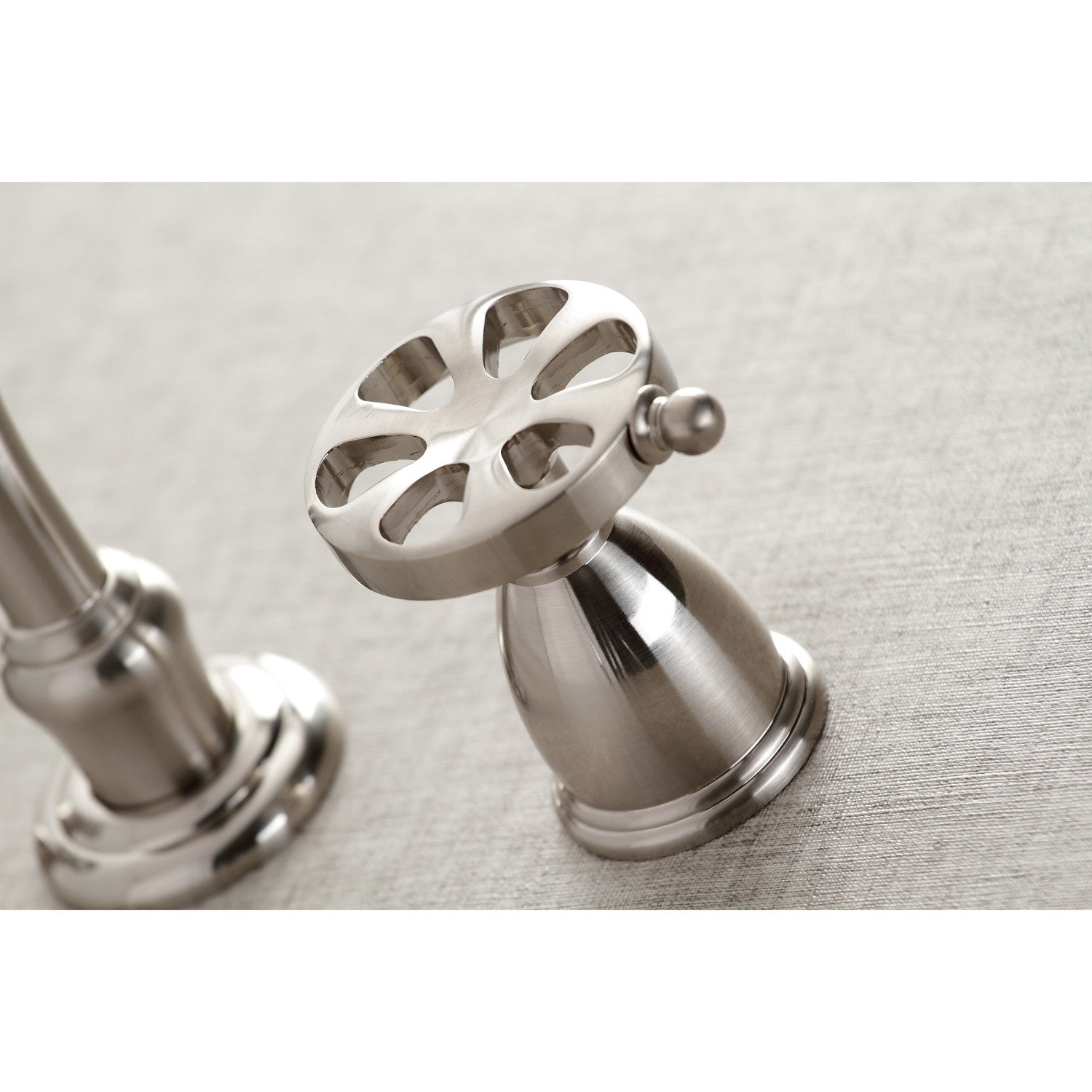 Belknap KS3028RX Brushed Nickel Roman Tub Faucet - 2 Handle 3 Hole Wall Mount Bathroom Fixture for Luxury Spa & Soaking Tub Experience