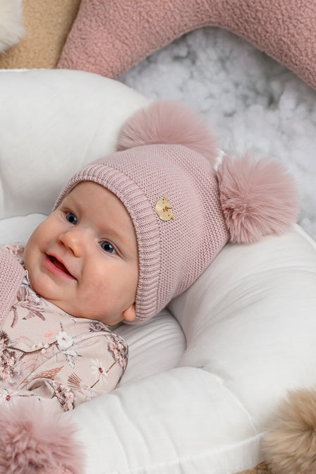 Luxury Cashmere Double Faux Fur Pom Pom Winter Hat for Women - Soft Warm Beanie with Faux Fur Balls - Perfect for Cold Weather, Skiing, Snowboarding & Outdoor Activities