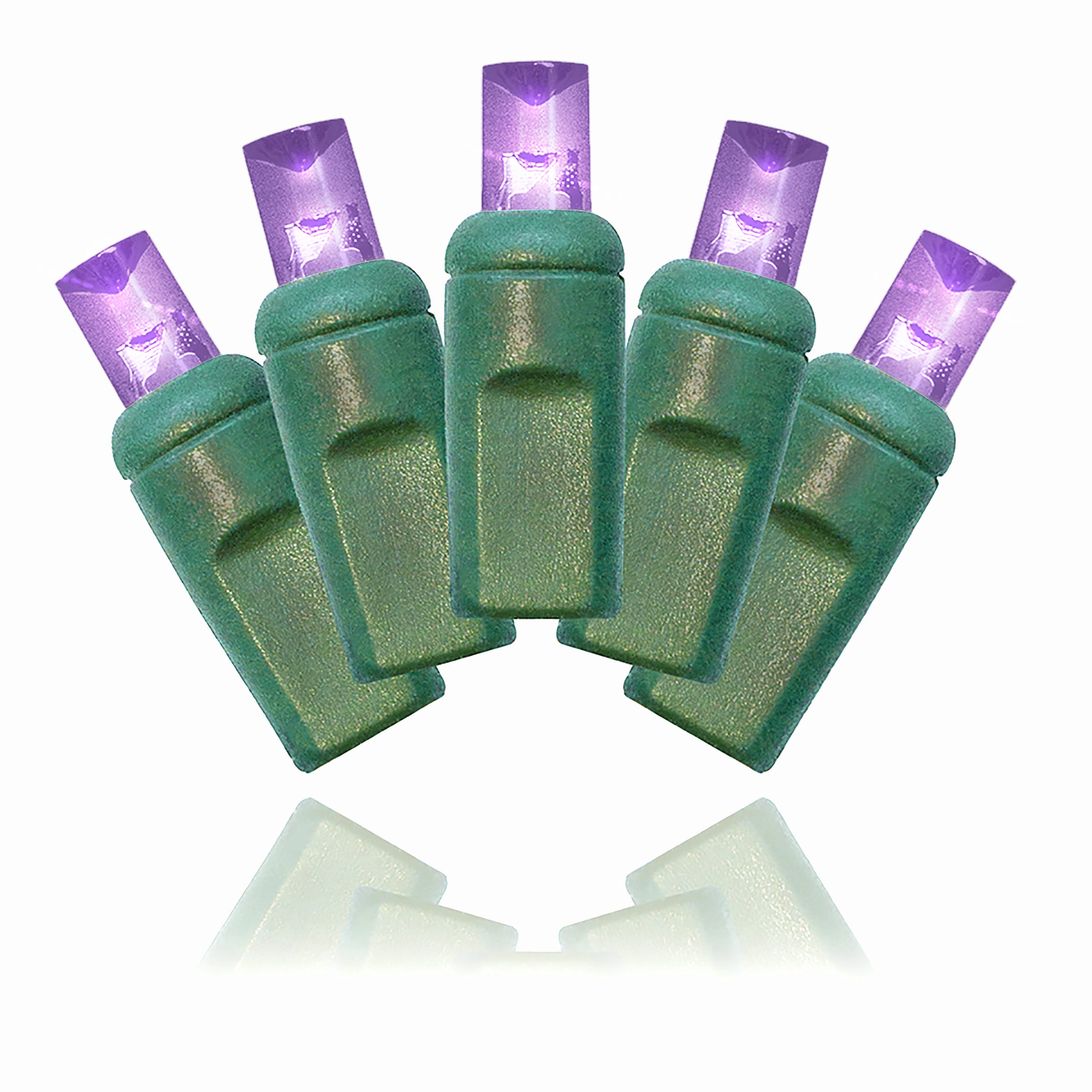 25 Pack Purple LED Strobe Lights - 5mm Mini Flashing Bulbs with 6 Inch Spacing on Green Wire for Halloween Decorations, Christmas Displays, and Party Lighting