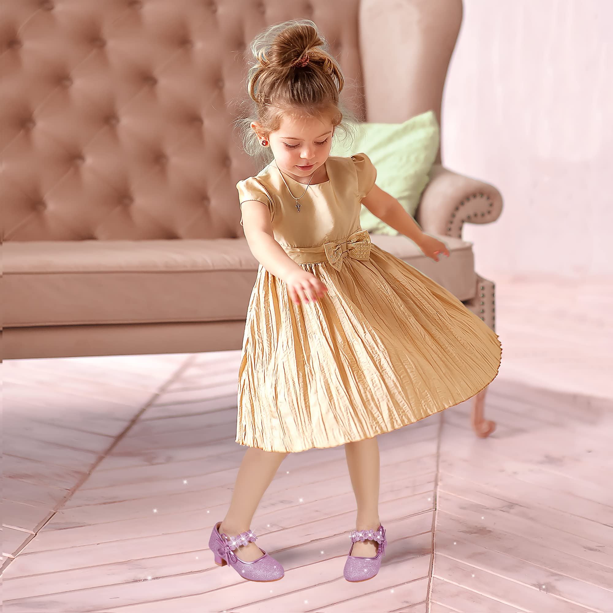 Girls Dress Shoes for Weddings & Parties - PANDANINJIA Mary Jane Pumps