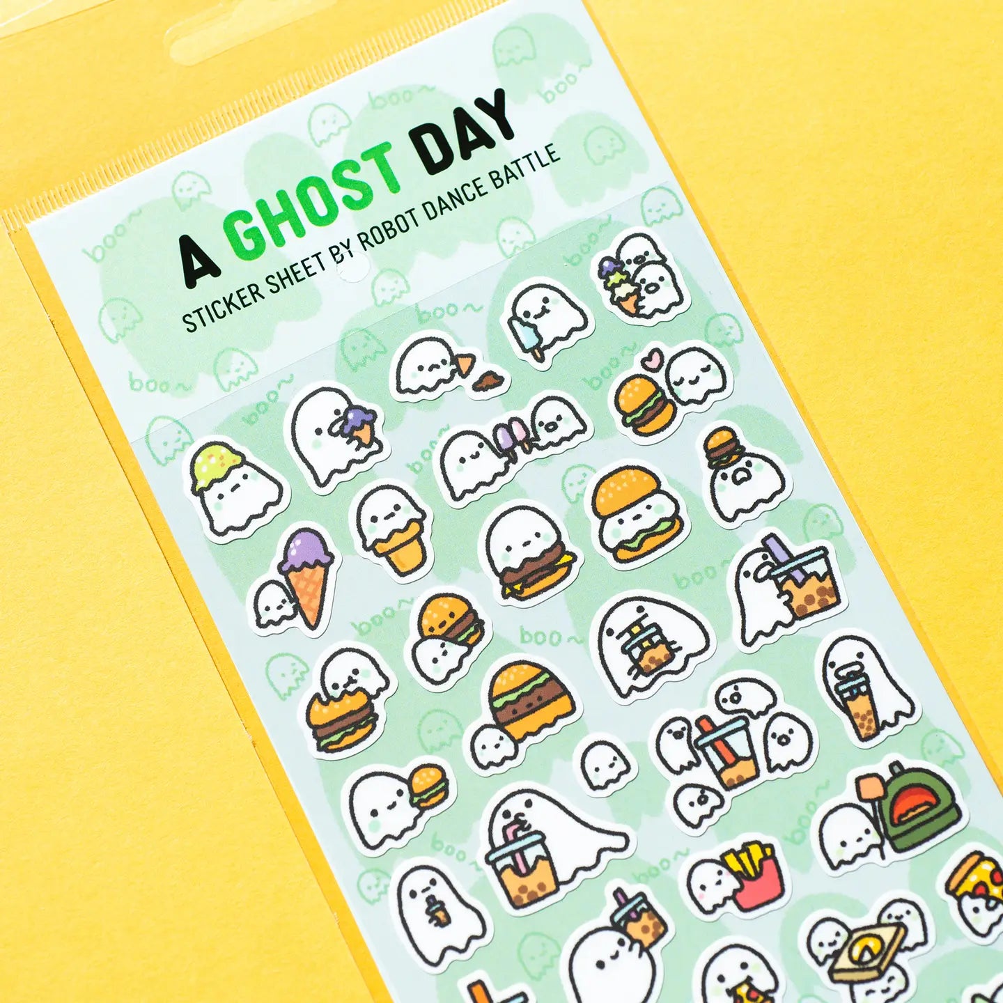 Halloween Ghost Sticker Sheet - 50 Spooky Decals for Scrapbooking, Laptop, Water Bottle & Party Decorations
