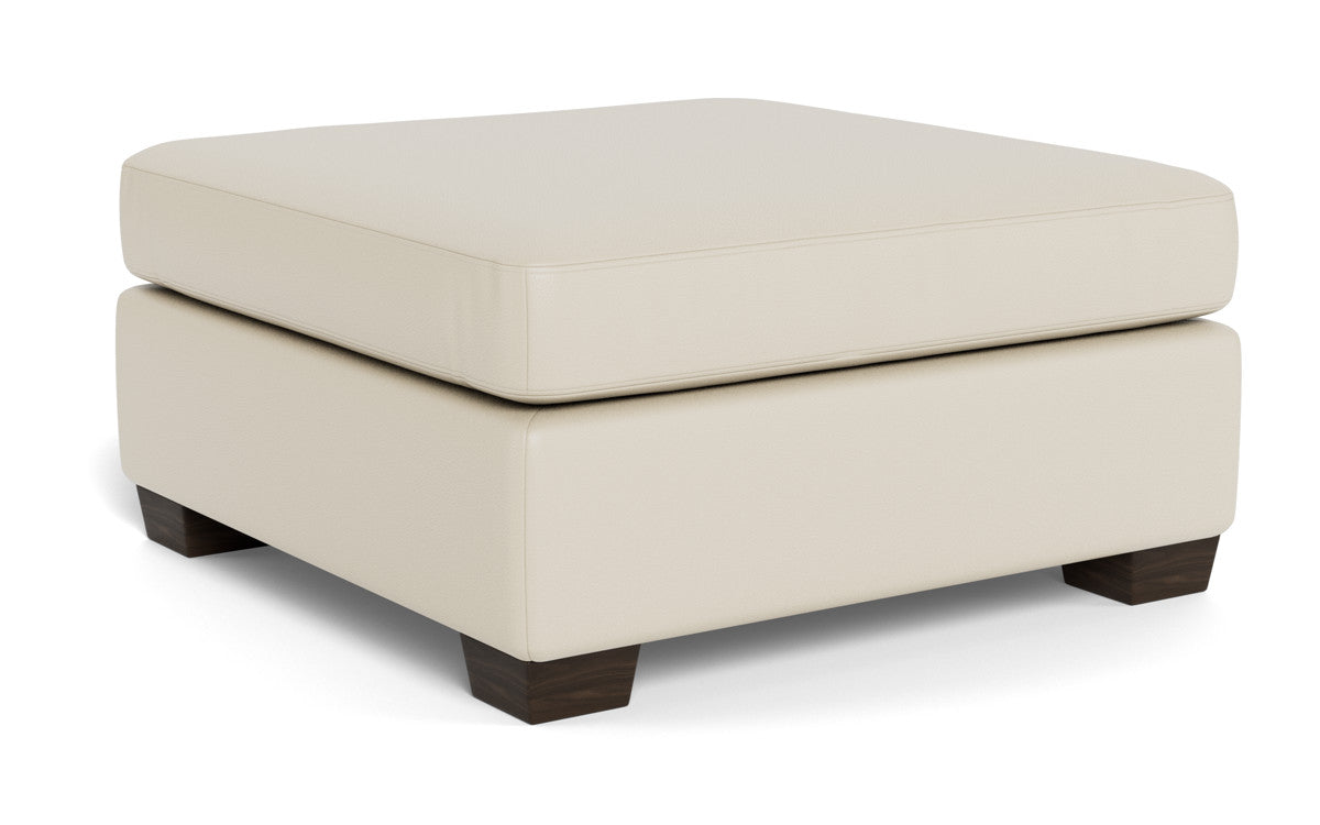 Genuine Leather Storage Ottoman with Tufted Top - Footrest, Coffee Table & Extra Seating for Living Room, Bedroom & Office