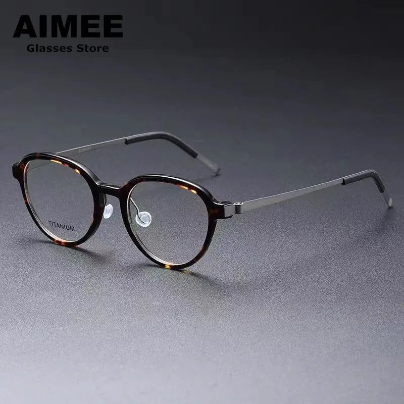 Aimee Women's Full Rim Flat Top Oval Screwless Titanium Eyeglasses Frame 61176 - Lightweight & Durable for Work, Reading & Fashion Accessories