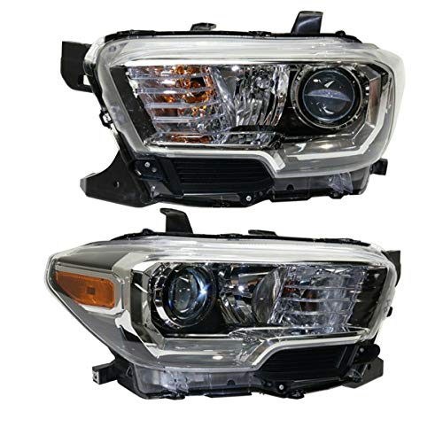 Toyota Tacoma 2016-2017 Replacement Headlight Assembly Set - Non-LED DRL Compatible (Left & Right Pair) with Bulbs Included | Perfect for Off-Roading & Night Driving Upgrades