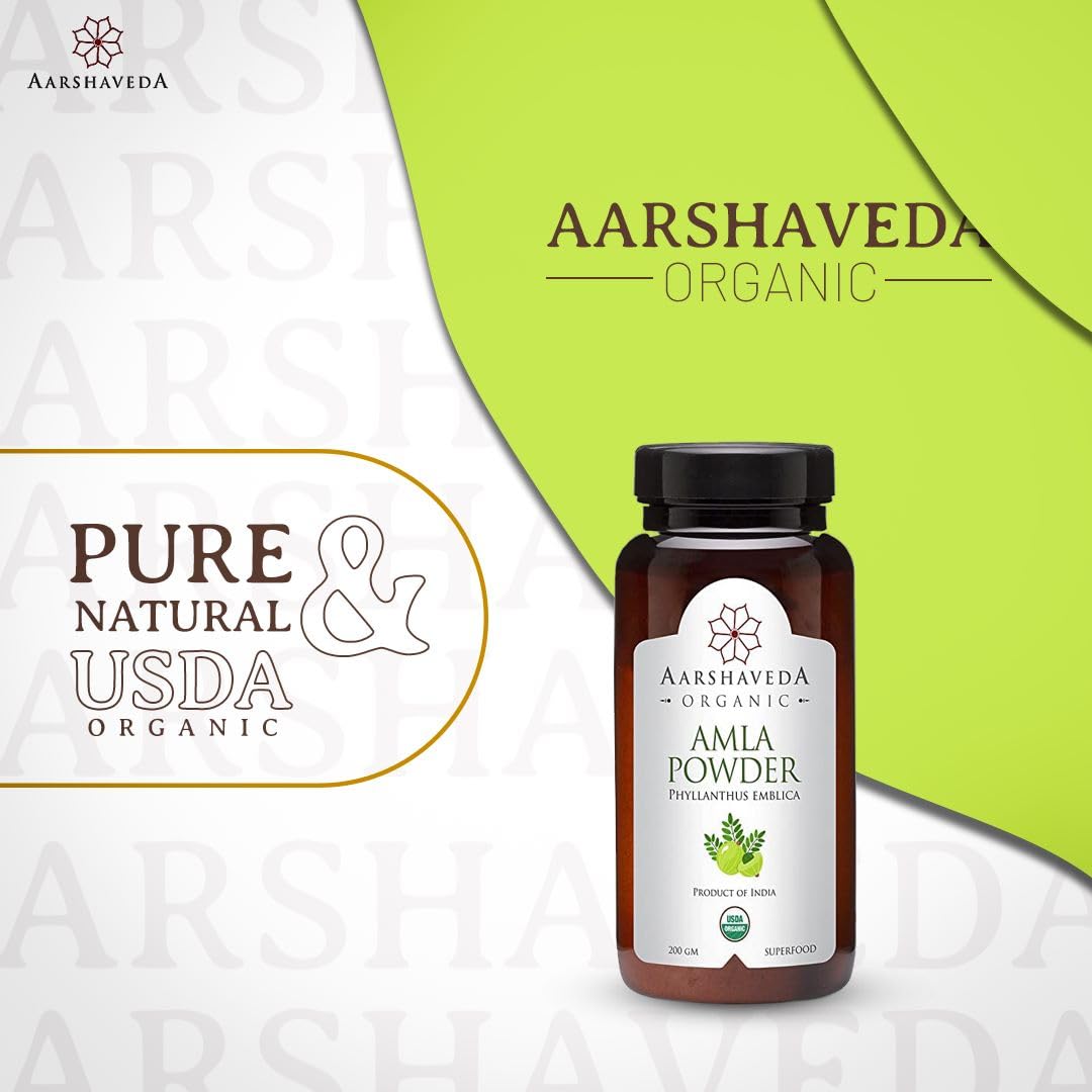 Organic Amla Powder (Indian Gooseberry) for Hair Growth & Skin Care - 200Gm | Natural Scalp Treatment & Edible Supplement | No Preservatives | Perfect for Smoothies, Face Masks & Hair Treatments