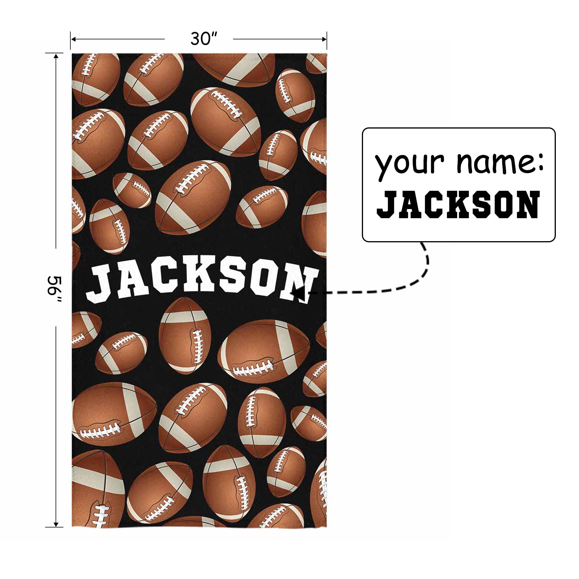**Personalized Kids Beach Towels - Custom Name Pool Towels for Boys & Toddlers, Soft Cotton Football Rugby Bath Towels - Perfect for Beach, Swimming Pool, Summer Travel & Outdoor Fun**