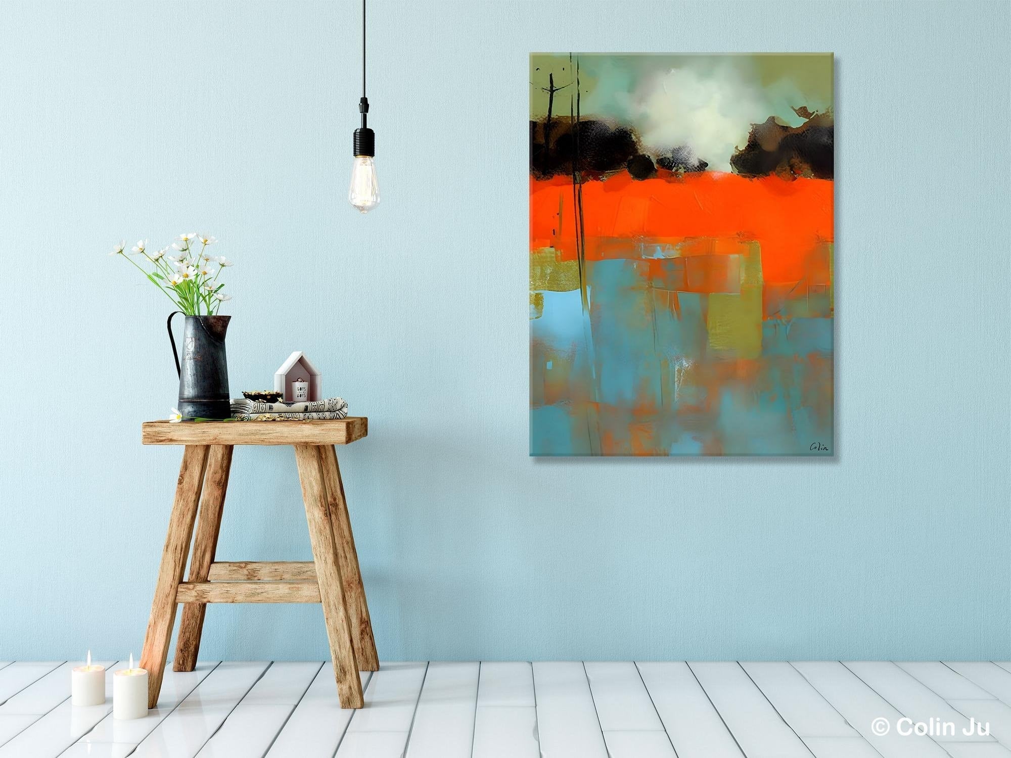 Modern Abstract Landscape Canvas Art - Large Contemporary Acrylic Wall Painting for Bedroom Decor | Original Handmade Artwork for Living Room, Office & Home Interior Design