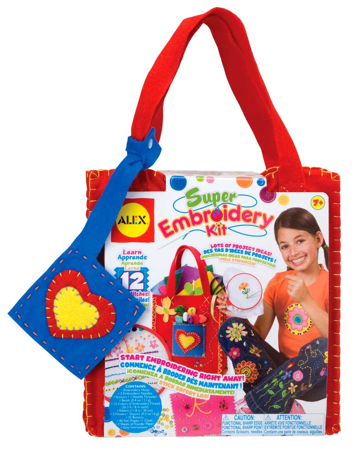 ALEX Toys Craft Super Embroidery Kit for Kids - DIY Sewing Starter Set with Thread, Needles & Patterns - Perfect for Arts & Crafts, Birthday Gifts & Creative Play
