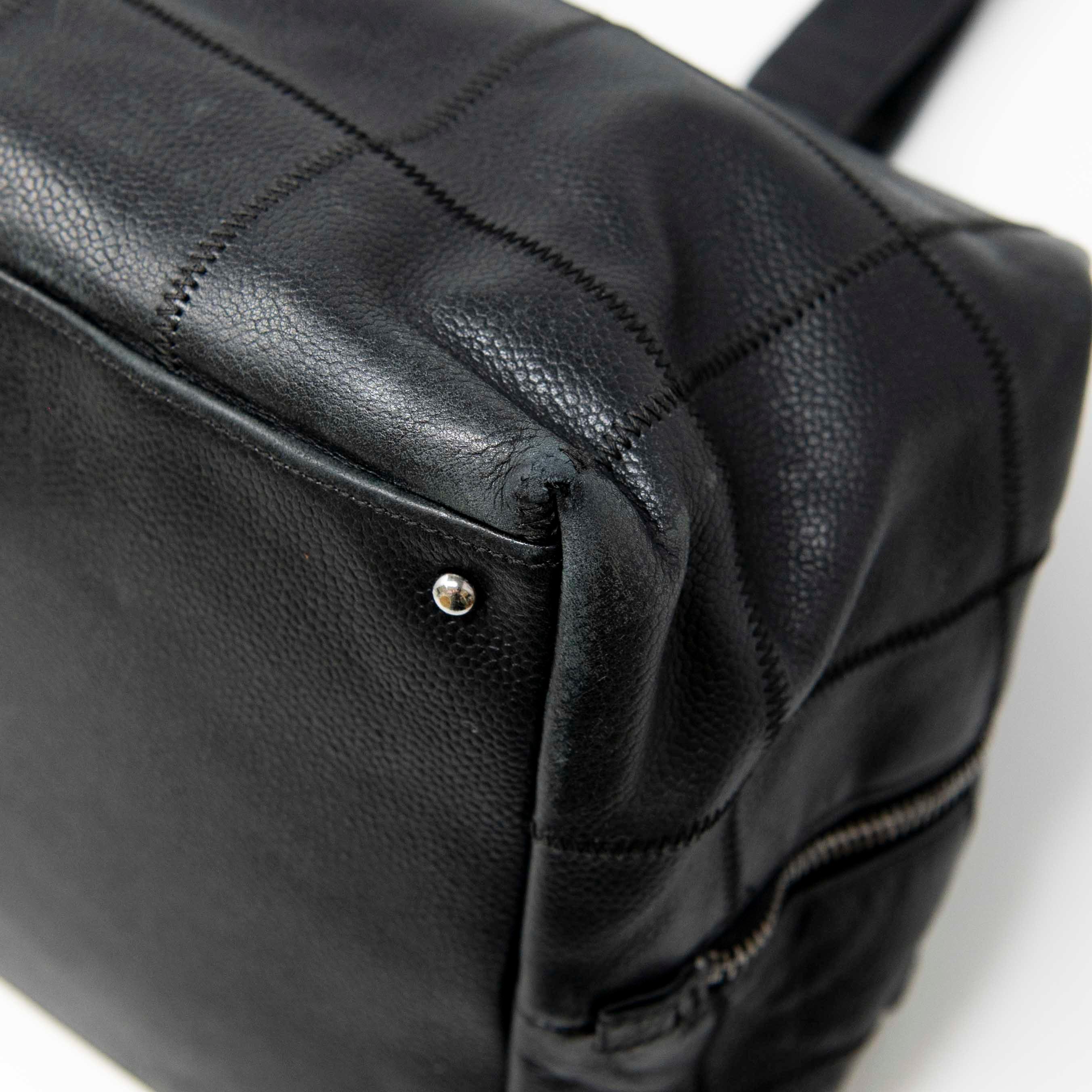 Chanel Black Choco Bar Stitched Leather Tote Bag for Women - Luxury Designer Handbag for Work, Travel & Everyday Use