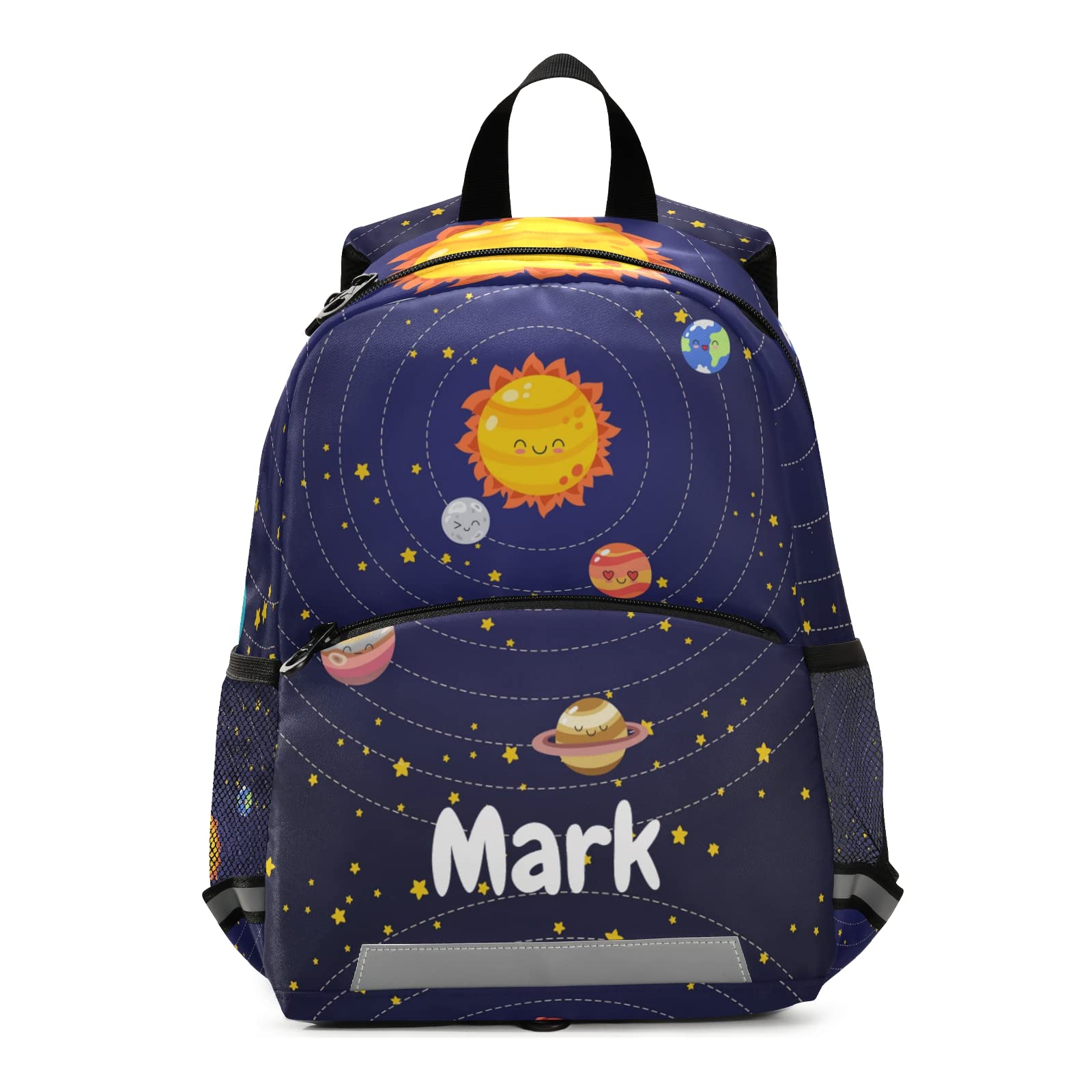 Custom Solar System Kids Backpack with Name/Text - Personalized Space Themed School Backpack for Toddlers & Preschoolers (Girls & Boys) with Adjustable Chest Strap - Perfect for School, Daycare, Travel & Outdoor Adventures