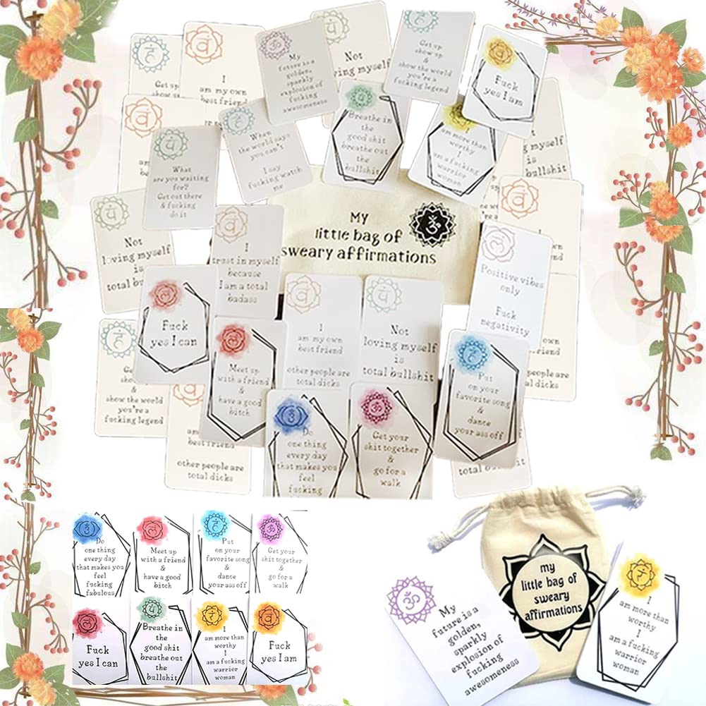 16pcs Funny & Sweary Affirmation Cards - Positive Self-Improvement & Encouragement Card Set - Motivational Swear Word Cards for Adults - Perfect for Office, Therapy Sessions & Personal Growth Gifts