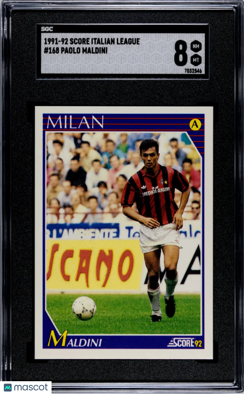 1991 Score Italian League Paolo Maldini #168 Soccer Trading Card - SGC 8 NM-MT Graded - Perfect for Soccer Memorabilia Collections & Sports Fans Gifts