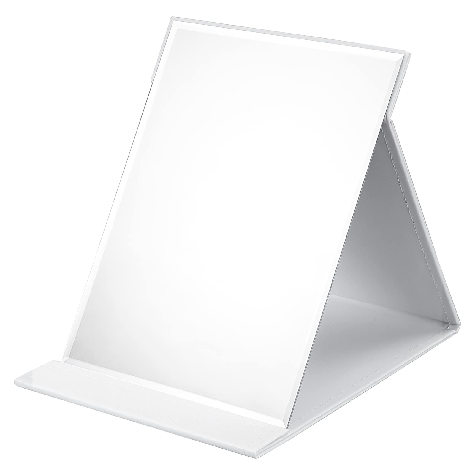 OWLKELA 21x15cm Portable Folding Mirror - Super HD Compact Makeup Mirror with White PU Leather Cover | Travel, Vanity & Tabletop Mirror for Home, Office & On-The-Go Use