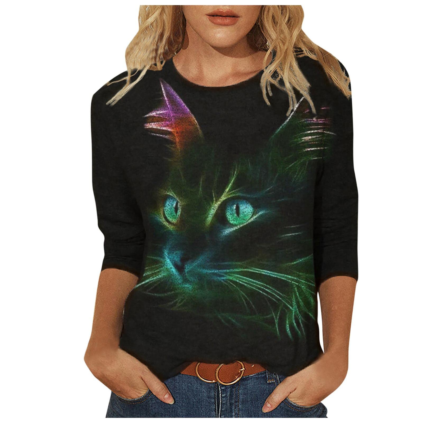 Women's Long Sleeve V-Neck Loose Blouses - Comfortable Casual T-Shirts & Plus Size Tees for Everyday Wear, Office, and Outings