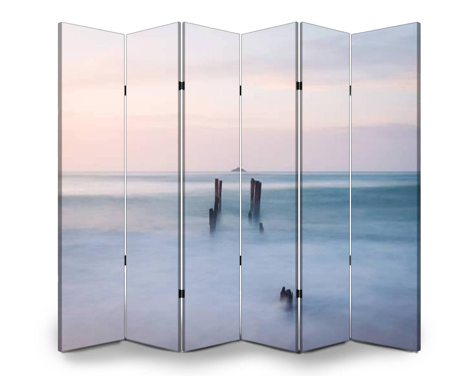 6-Panel Folding Room Divider - Freestanding Privacy Screen for Indoor/Outdoor Use - Beach, Home & Office Partition - Canvas Protective Wall Separator - Perfect for St Clair Beach Dunedin NZ Homes, Studios & Workspaces