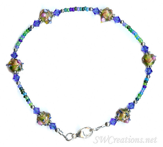 Ocean Splash Sapphire Crystal Anklet - Elegant Beach Jewelry for Women | Perfect for Summer Vacations, Weddings & Boho Fashion