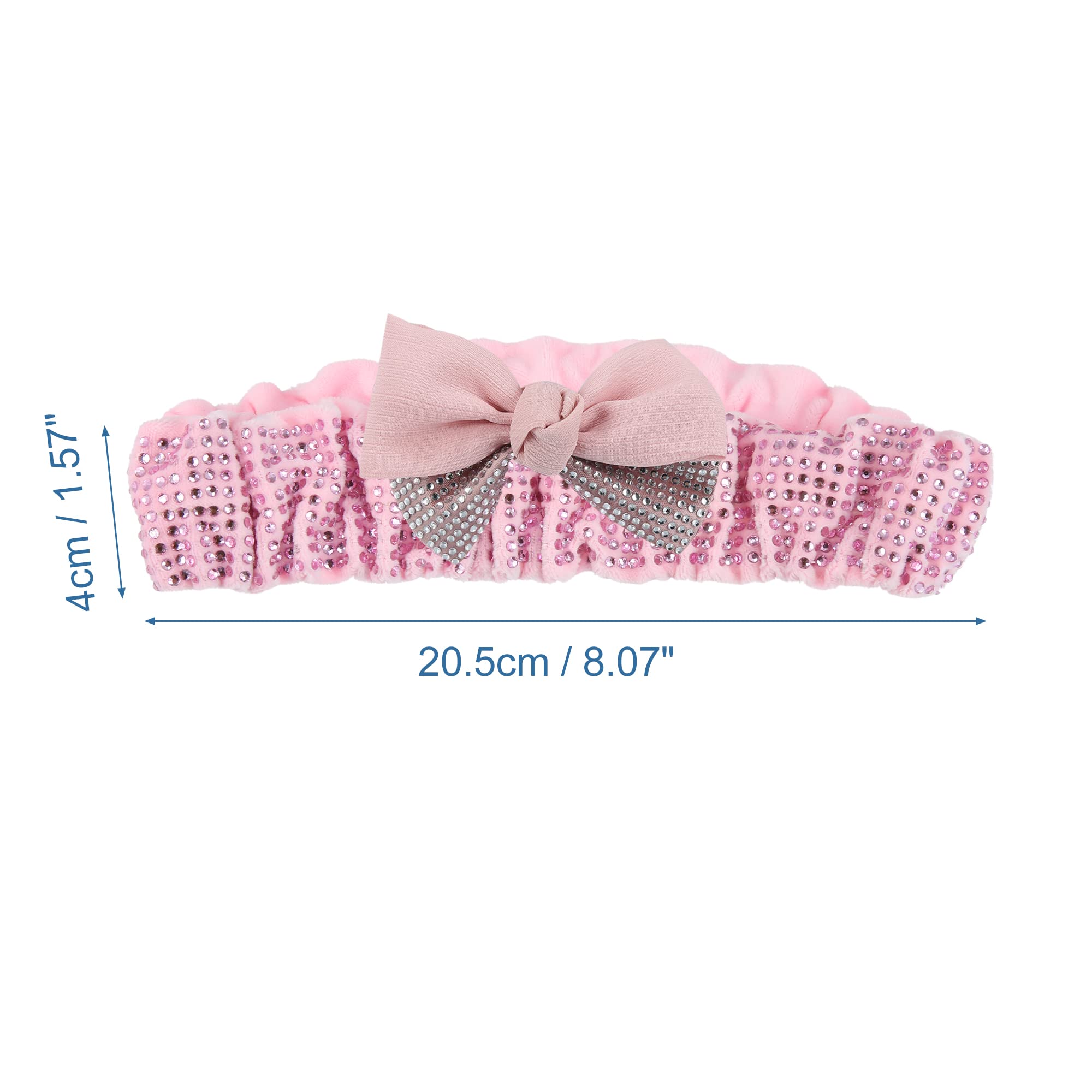 X AUTOHAUX Pink Faux Crystal Rhinestone Bow Knot Car Rear View Mirror Cover - Elegant Decorative Accessory for Women, Perfect for Daily Commute & Road Trips