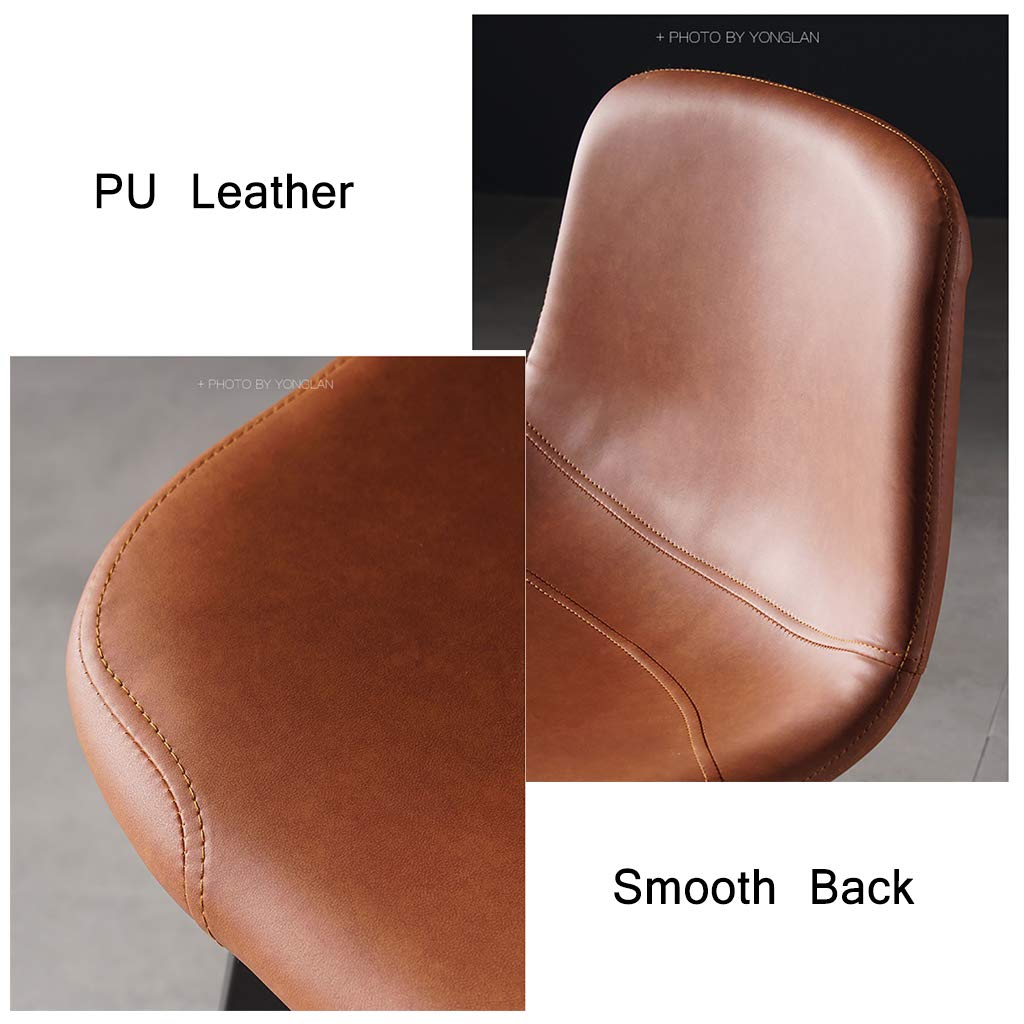 Wrought Iron Bar Stools with Back & Footrest - Leather Cushioned Pub Stools for Kitchen Counter, Coffee Shop & Cafe - Durable Dining Chairs for Home & Commercial Use