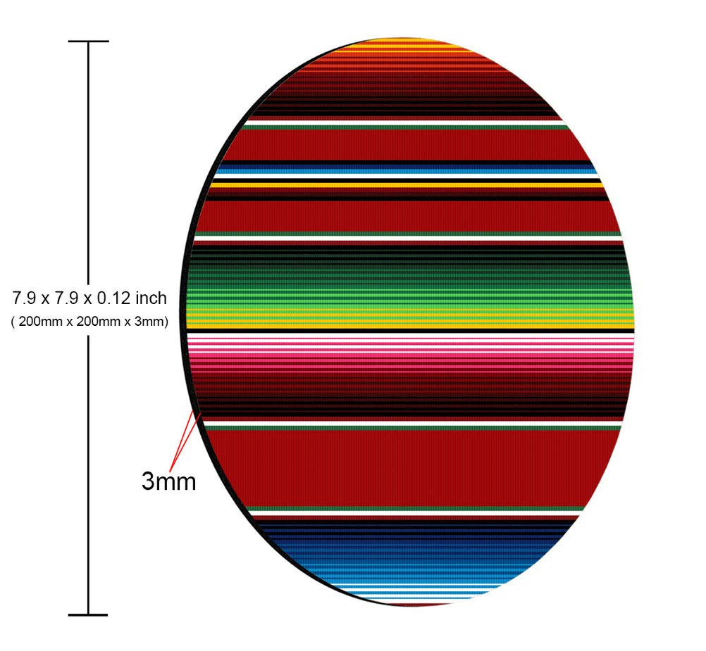 Serape Stripe Mouse Pad - Colorful Mexican Rug Blanket Design, Non-Slip Round Mousepad 7.9 x 7.9 x 0.12 Inch for Office & Gaming Desk