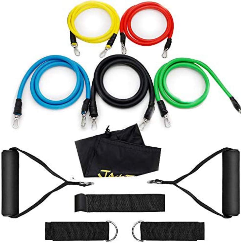 11-Piece Pull Rope Tension Band Set - Resistance Bands & Exercise Loops for Yoga, Home Workouts, Strength Training - Includes Carrying Case for Gym & Travel Fitness